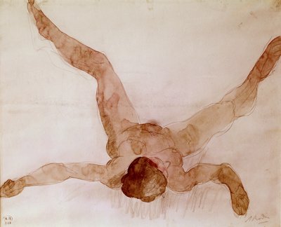 Mujer desnuda acostada de espaldas de Auguste Rodin